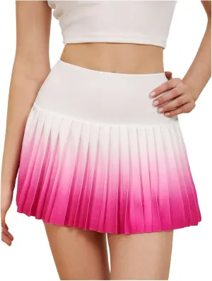 Milumia Women's Pleated Tennis Skirt with Shorts Ombre Print High Waisted Mini Athletic Golf Workout Sport Skorts