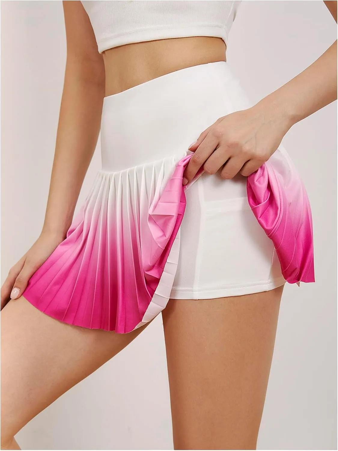 Milumia Women's Pleated Tennis Skirt with Shorts Ombre Print High Waisted Mini Athletic Golf Workout Sport Skorts