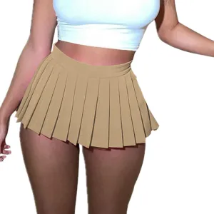 Mini Pleated Skirts for Women, Y2K High Waist Stretchy Tennis Skater A-Line Short Skirt with Shorts Underneath.