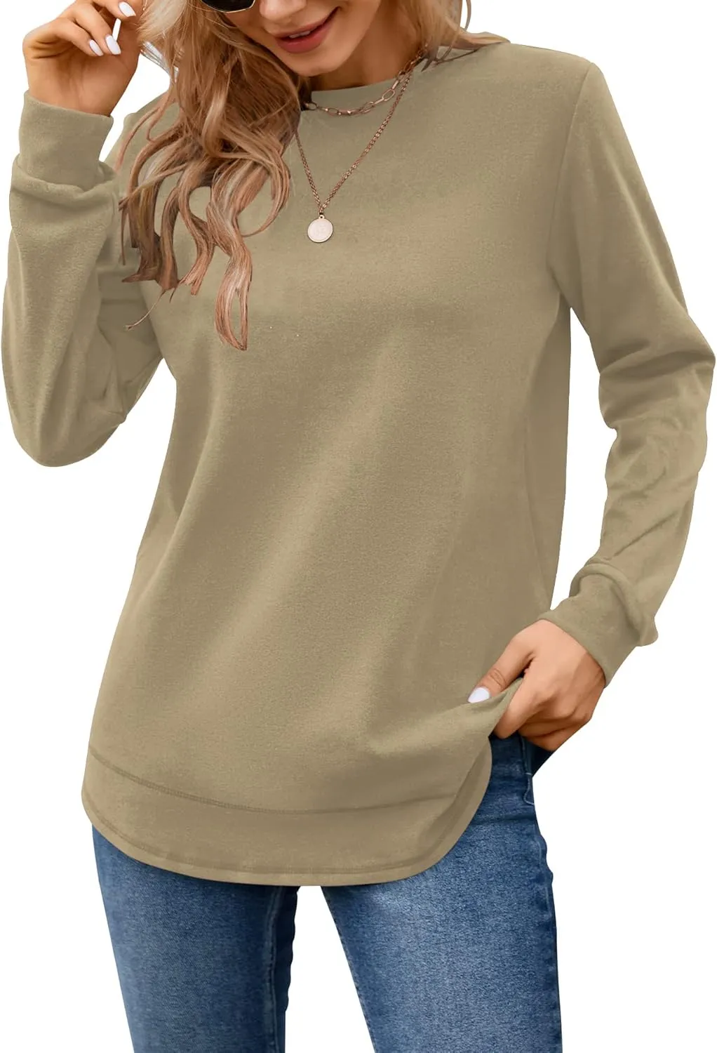MOLERANI Sweatshirts for Women Casual Long Sleeve Crewneck Shirts Tunic Tops