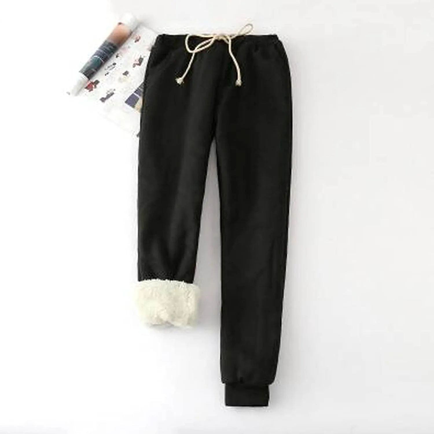 NATHGAM Sherpa Lined Sweatpants Women Thermal Winter Warm Fleece Jogger High Waisted Plus Size Track Pant for Athletic Active