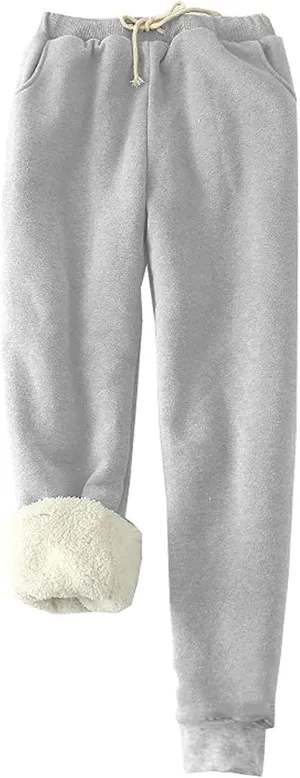 NATHGAM Sherpa Lined Sweatpants Women Thermal Winter Warm Fleece Jogger High Waisted Plus Size Track Pant for Athletic Active