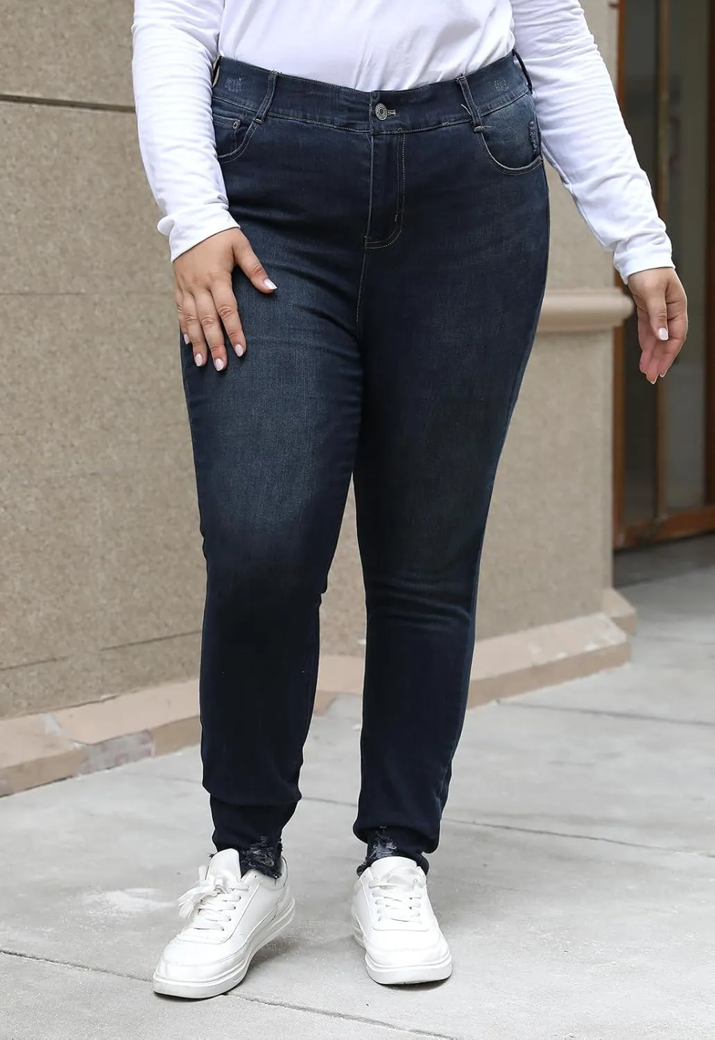 Nemidor Womens Plus Size Skinny Jeans High-Rise Premium Stretchy Denim Jeans