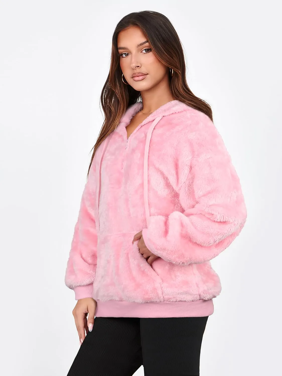 NIeyook Sherpa Fleece Hoodies for Women Fuzzy Oversized Zip up Hoodie with Pockets Casual Pullover Hooded Sweatshirt