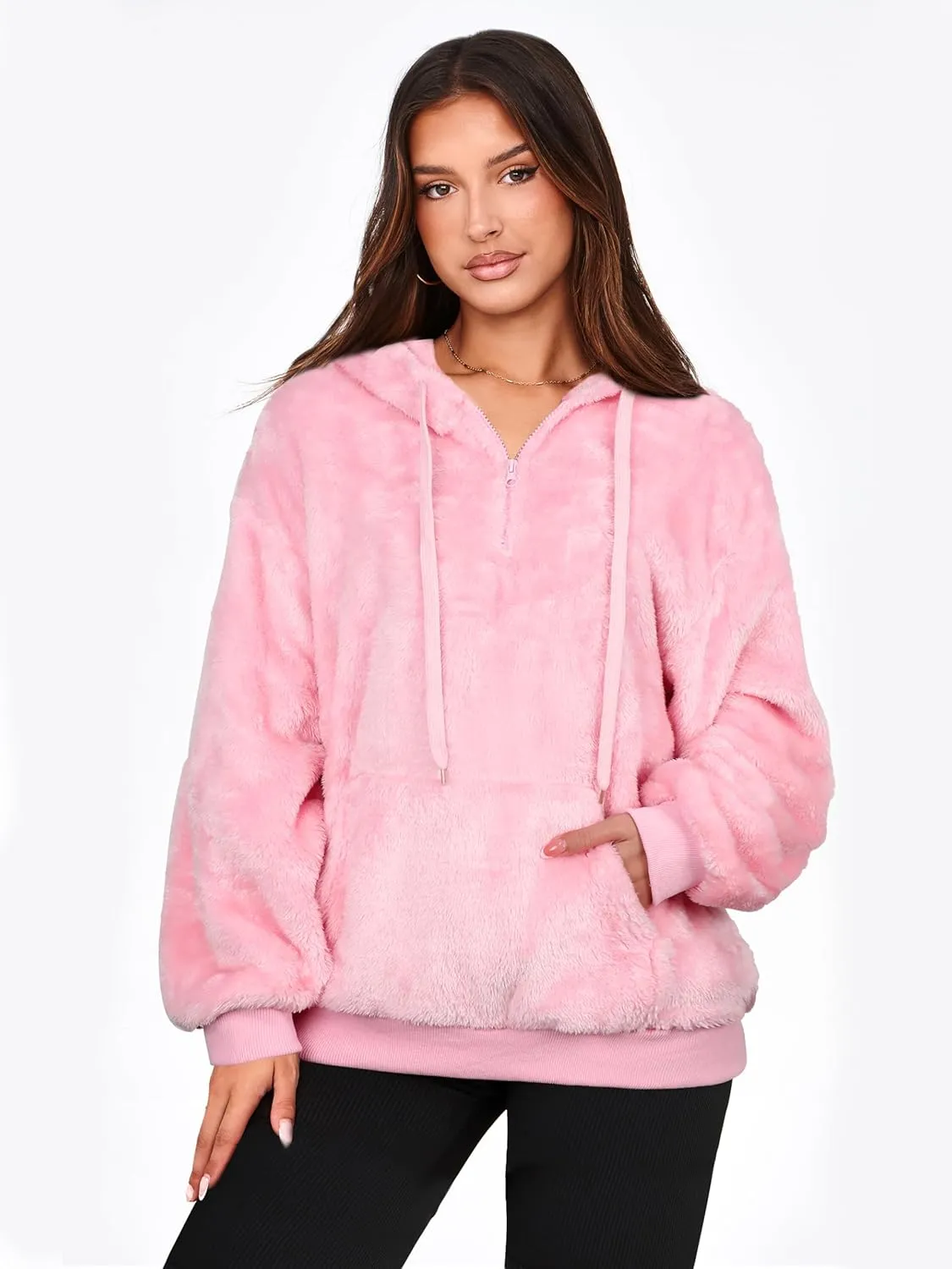 NIeyook Sherpa Fleece Hoodies for Women Fuzzy Oversized Zip up Hoodie with Pockets Casual Pullover Hooded Sweatshirt