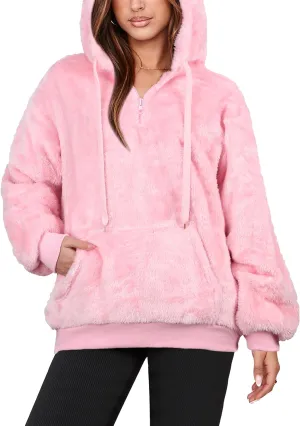 NIeyook Sherpa Fleece Hoodies for Women Fuzzy Oversized Zip up Hoodie with Pockets Casual Pullover Hooded Sweatshirt