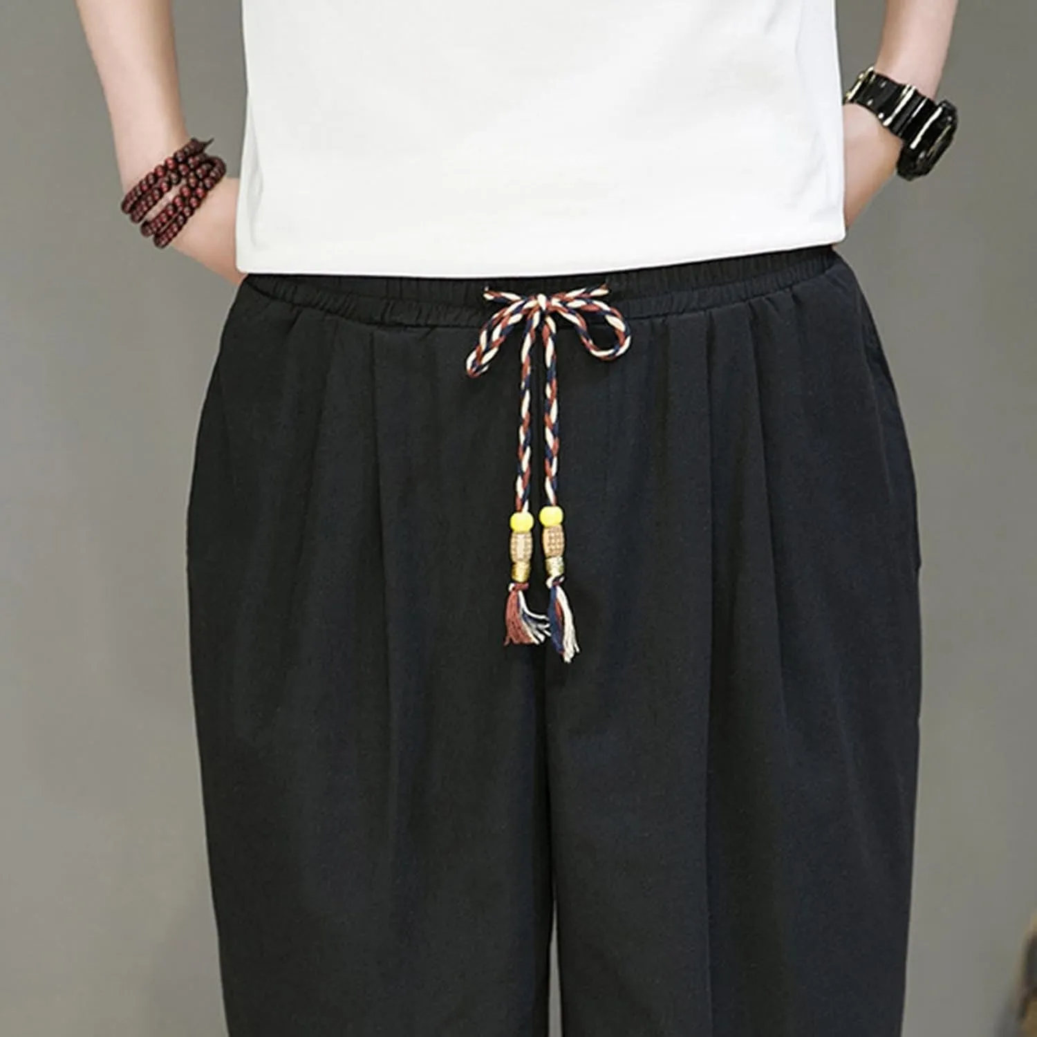 Ninja Pants Harem Men Summer Wear Lounge Linen Hip Hop Hippie Trousers Mens Beach for Everyday Bohemian Cotton