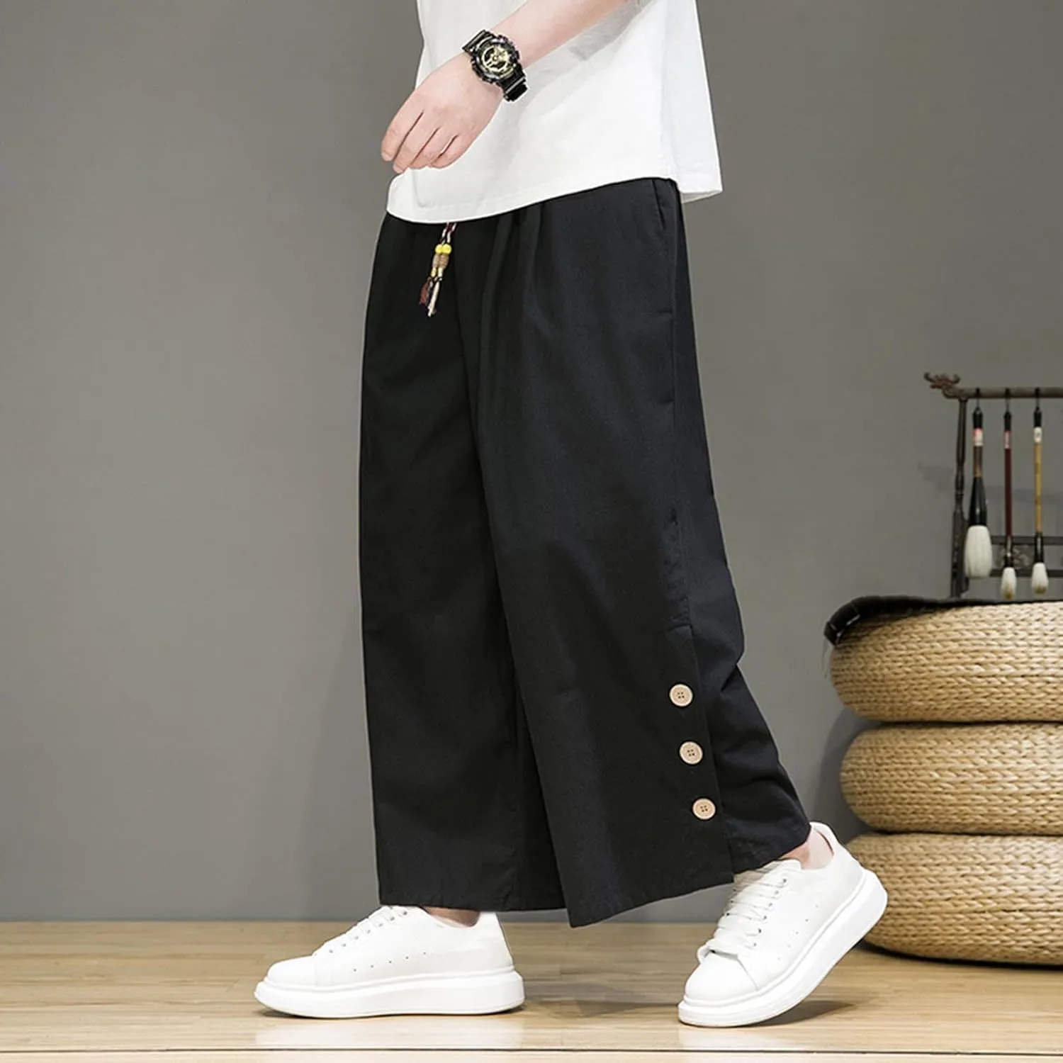 Ninja Pants Harem Men Summer Wear Lounge Linen Hip Hop Hippie Trousers Mens Beach for Everyday Bohemian Cotton