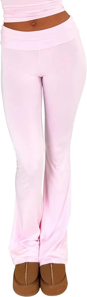 NUFIWI Women Skinny Flare Yoga Pants Low Waist Bootcut Bell Bottom Leggings Lounge Jogger Sweatpants Streetwear