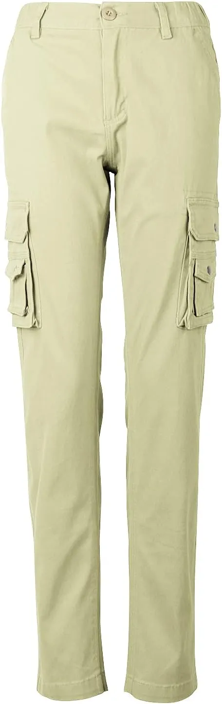 OCHENTA Women's Cotton Stretch Casual Cargo Pants Como Combat Straight Leg with Multi Pockets