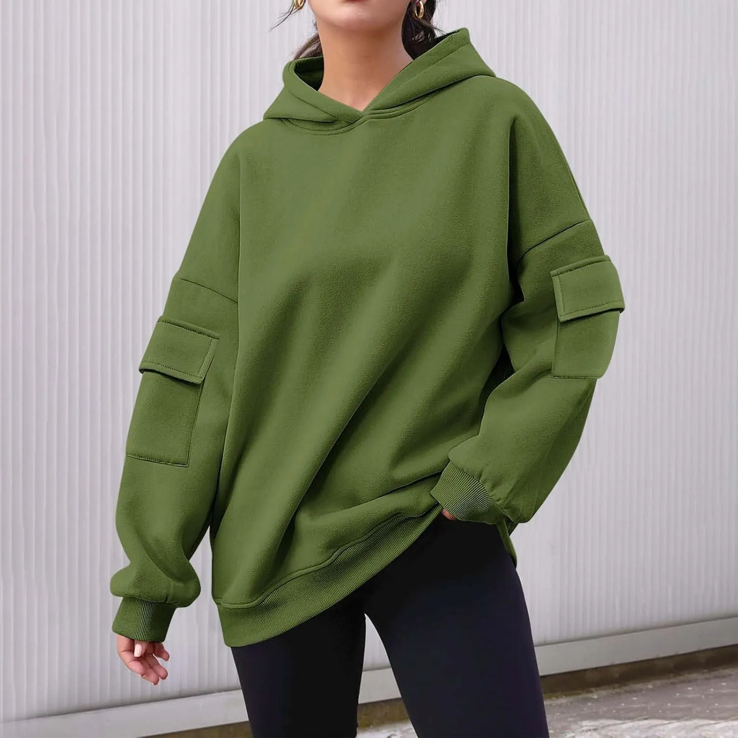 Oversized Hoodies For Women Fleece Hooded Sweatshirt With Sleeve Pockets Loose Comfy Pullover Hoodie Trendy Fall