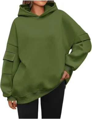 Oversized Hoodies For Women Fleece Hooded Sweatshirt With Sleeve Pockets Loose Comfy Pullover Hoodie Trendy Fall