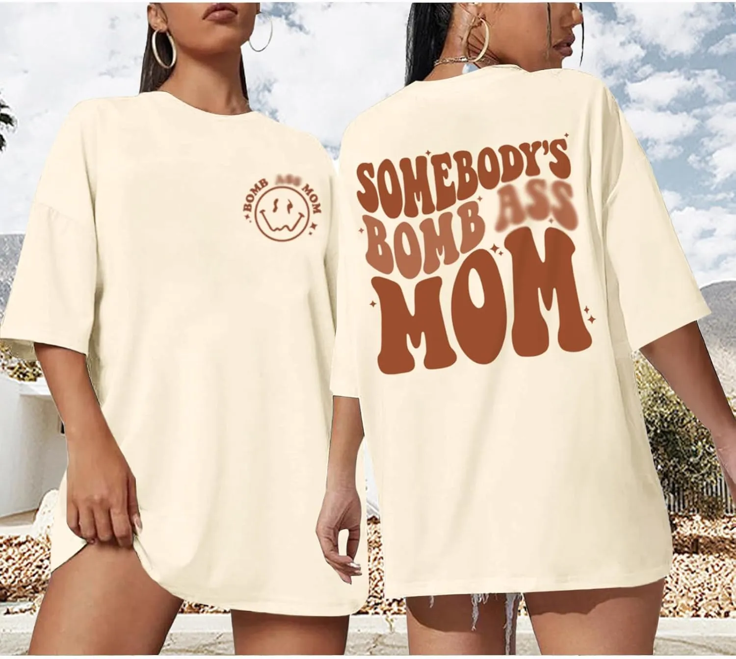 Oversized Mama Shirts for Women Funny Mom Letter Printed Tshirts Mom Life Graphic Tees Shirt Cute Casual Summer Top