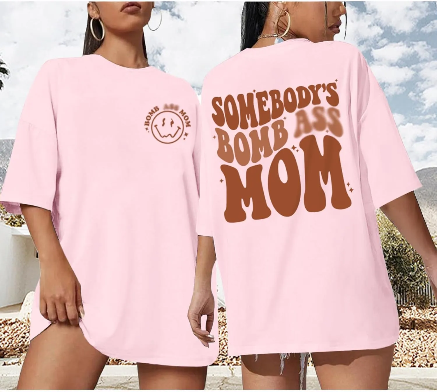 Oversized Mama Shirts for Women Funny Mom Letter Printed Tshirts Mom Life Graphic Tees Shirt Cute Casual Summer Top