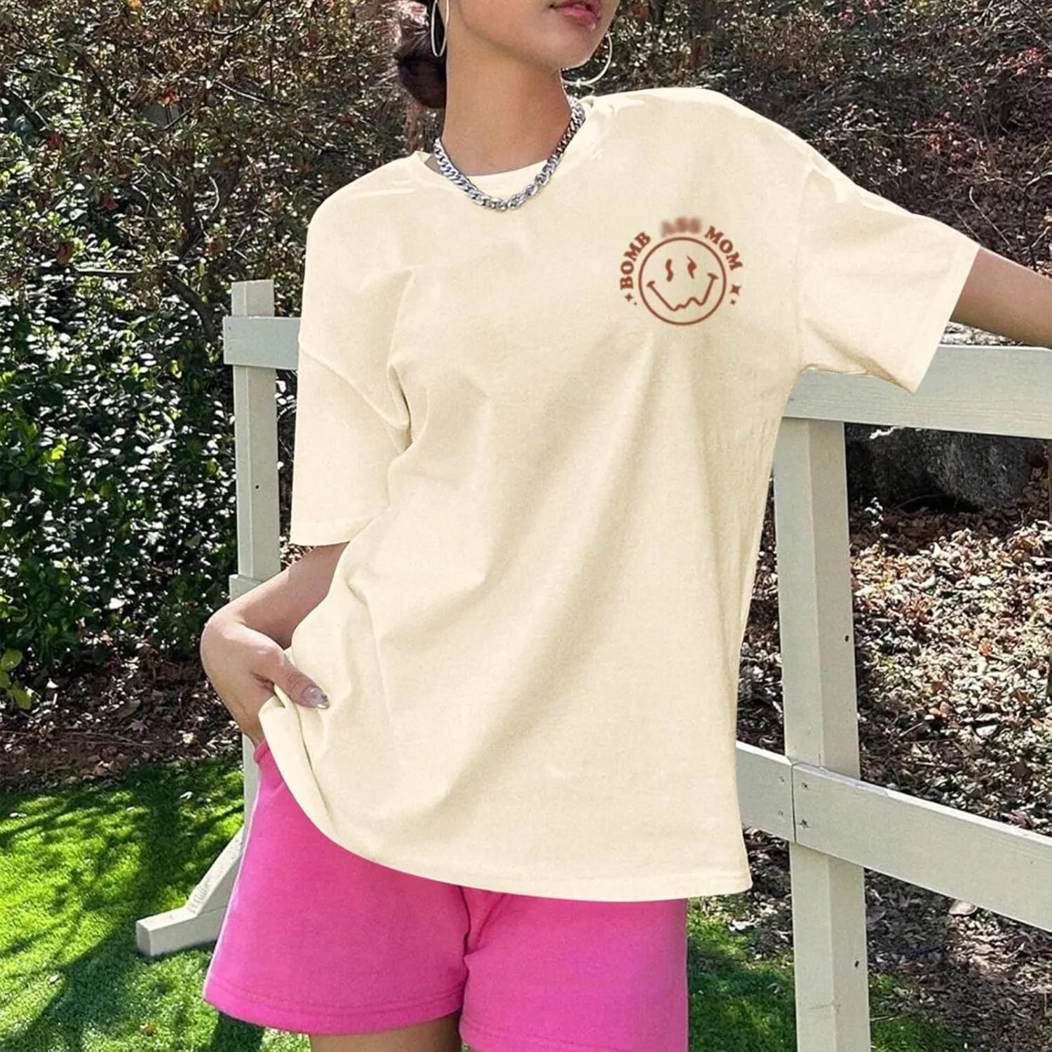 Oversized Mama Shirts for Women Funny Mom Letter Printed Tshirts Mom Life Graphic Tees Shirt Cute Casual Summer Top