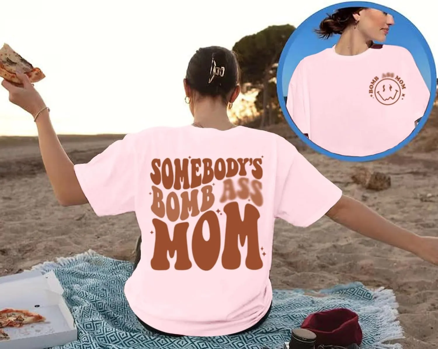 Oversized Mama Shirts for Women Funny Mom Letter Printed Tshirts Mom Life Graphic Tees Shirt Cute Casual Summer Top