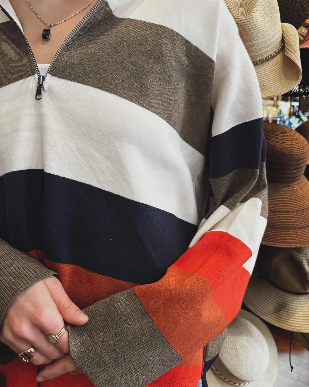 Oversized Sweaters Women Half Zip Pullover Turtleneck Sweaters Striped Waffle Knit Pullovers Tops Knitwear Fall Fashion