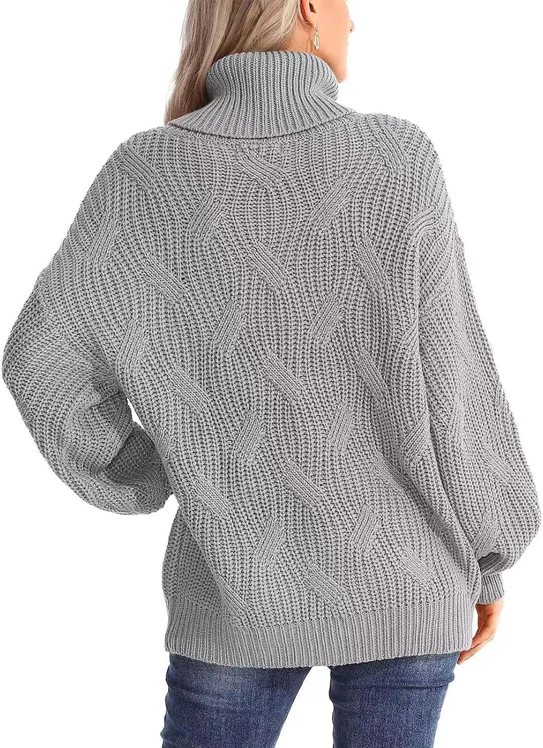 Oversized Turtleneck Sweater Women Mock Neck Long Sleeve Chunky Knit Sweaters Cozy Cowl High Neck Knitted Jumper Top