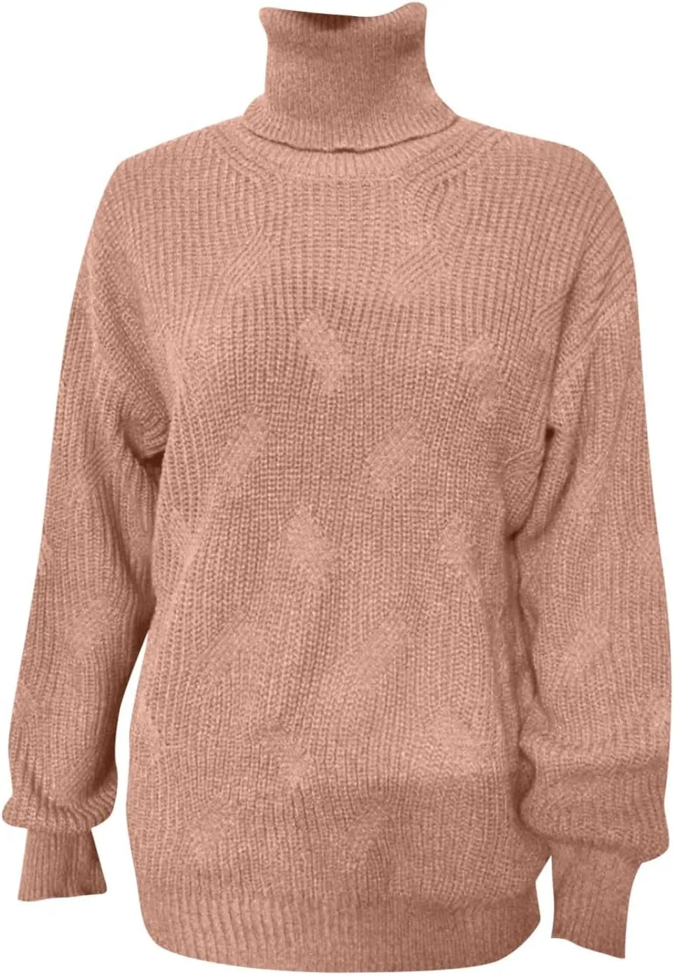 Oversized Turtleneck Sweater Women Mock Neck Long Sleeve Chunky Knit Sweaters Cozy Cowl High Neck Knitted Jumper Top