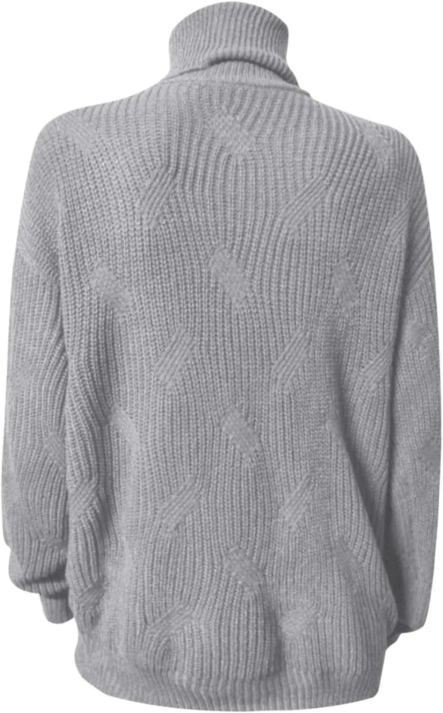 Oversized Turtleneck Sweater Women Mock Neck Long Sleeve Chunky Knit Sweaters Cozy Cowl High Neck Knitted Jumper Top