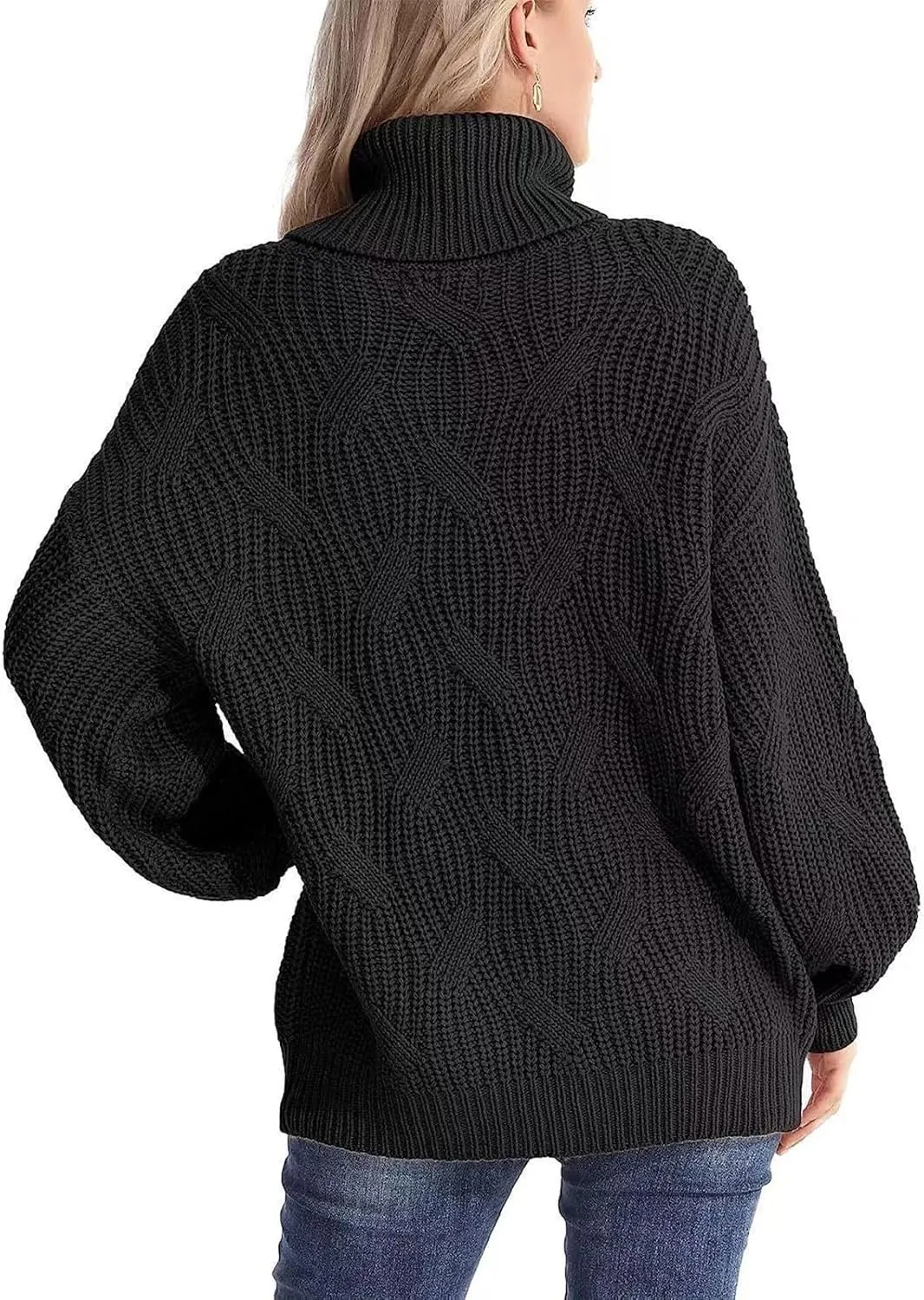 Oversized Turtleneck Sweater Women Mock Neck Long Sleeve Chunky Knit Sweaters Cozy Cowl High Neck Knitted Jumper Top