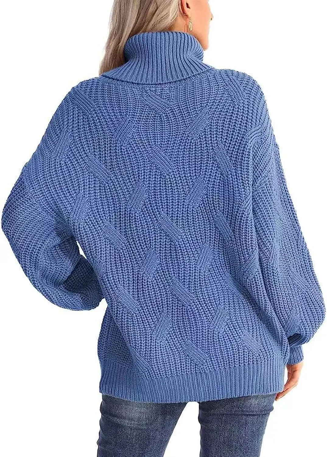 Oversized Turtleneck Sweater Women Mock Neck Long Sleeve Chunky Knit Sweaters Cozy Cowl High Neck Knitted Jumper Top