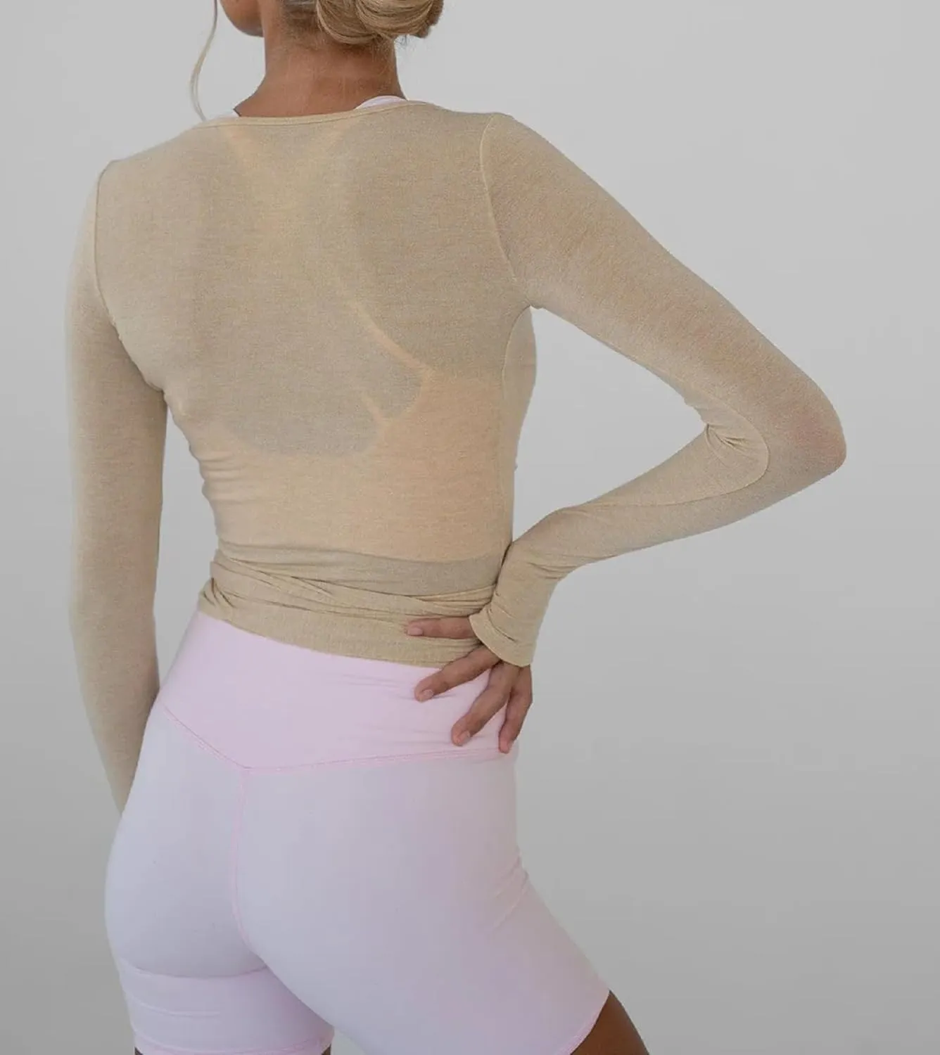 Pilates Ballet Wrap Tops for Women Y2K Long Sleeve Tie Front Yoga Shirts Slim Fit V Neck Bandage Workout Tops