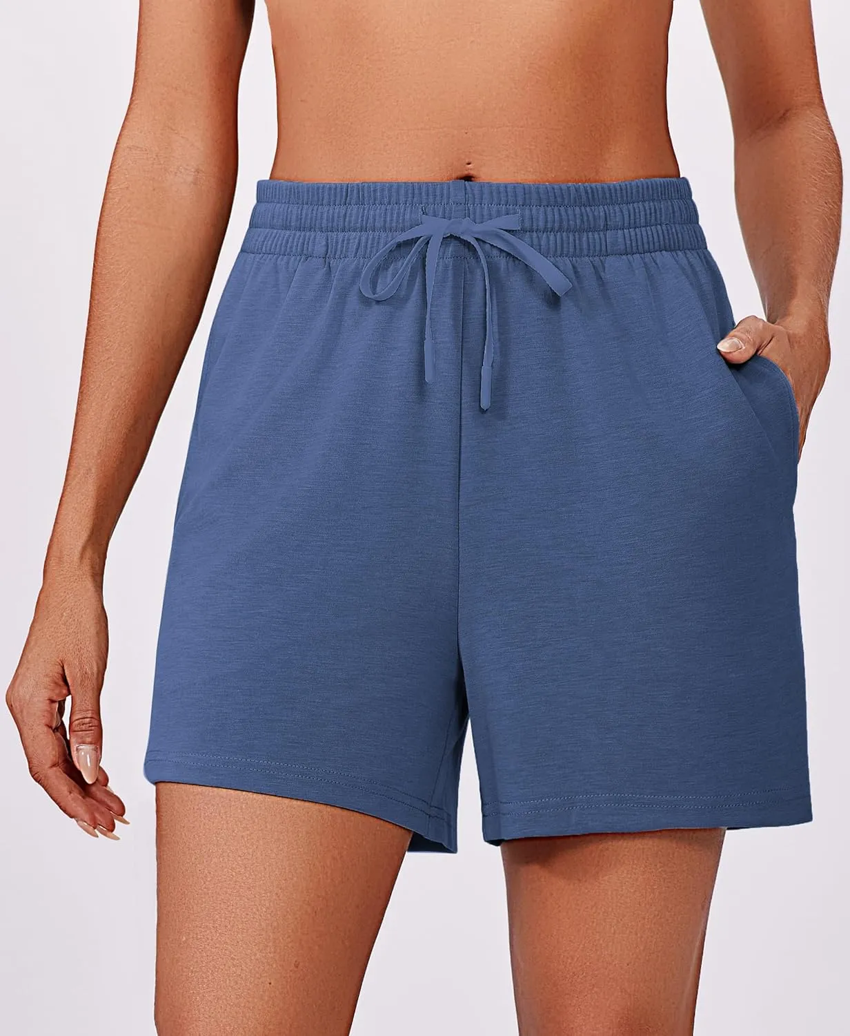 PINSPARK 2 Piece Sets for Women Summer Lounge Sets Short Sleeve Sweatsuit V-neck Tops and Drawstring Shorts Outfits Tracksuit
