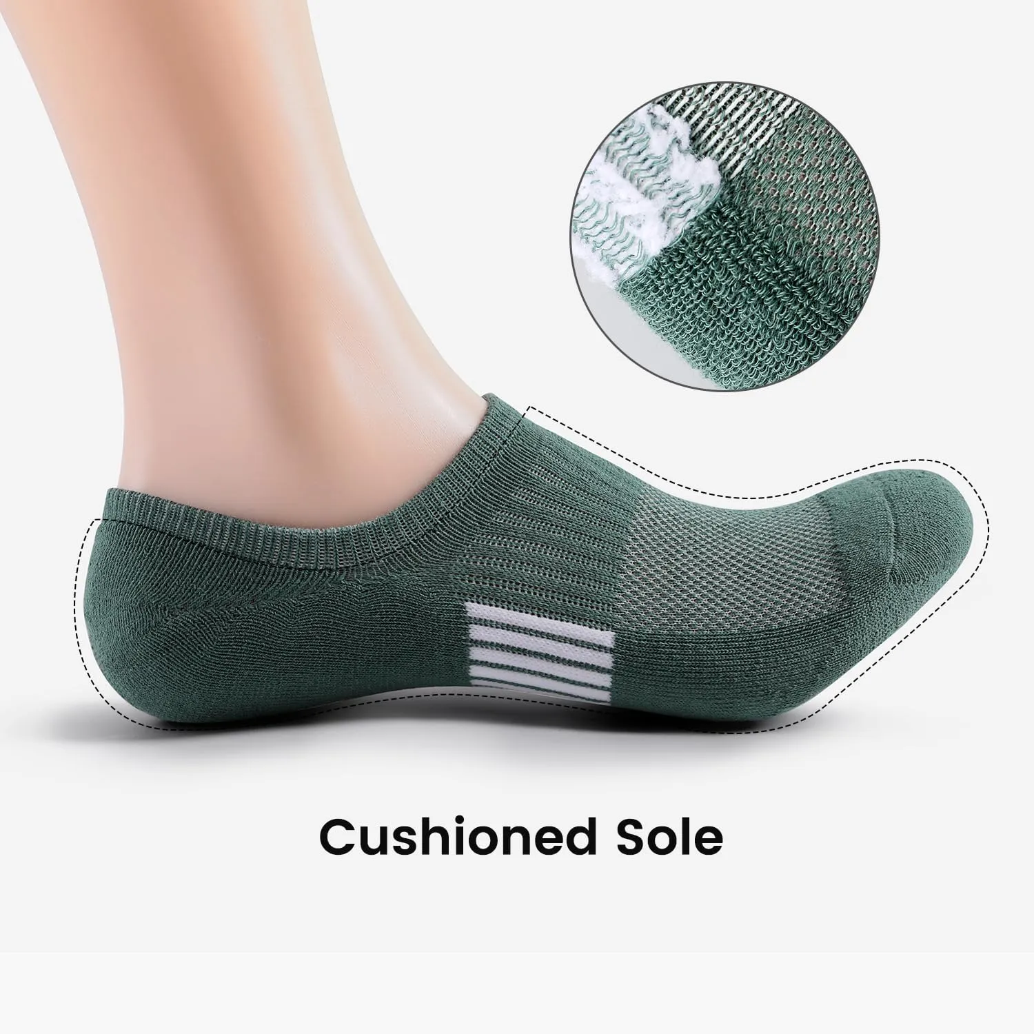 Pleneal No Show Socks for Women, Cushioned Low Cut Athletic Ankle Socks, Non Slip Invisible Running Socks
