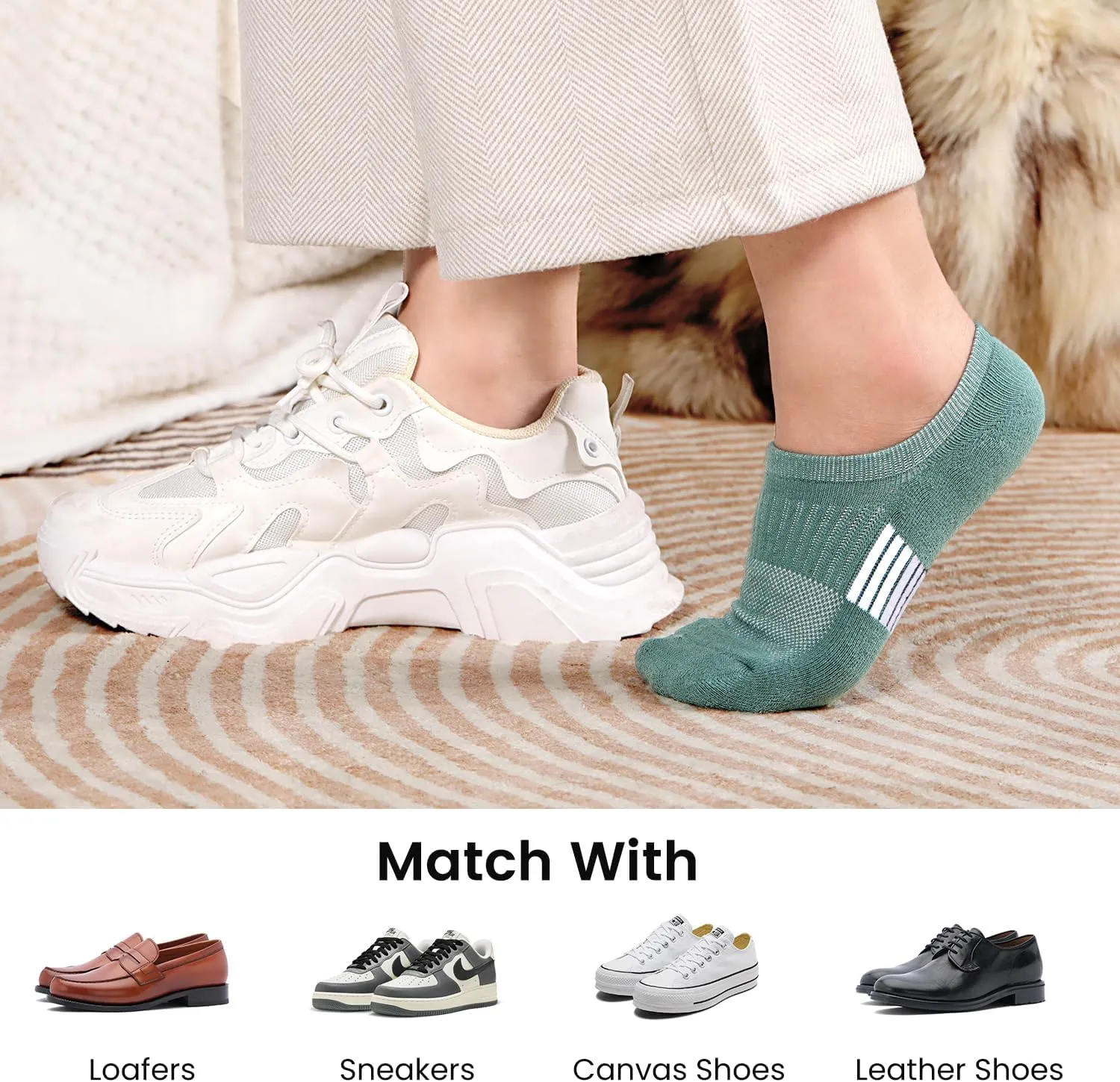 Pleneal No Show Socks for Women, Cushioned Low Cut Athletic Ankle Socks, Non Slip Invisible Running Socks