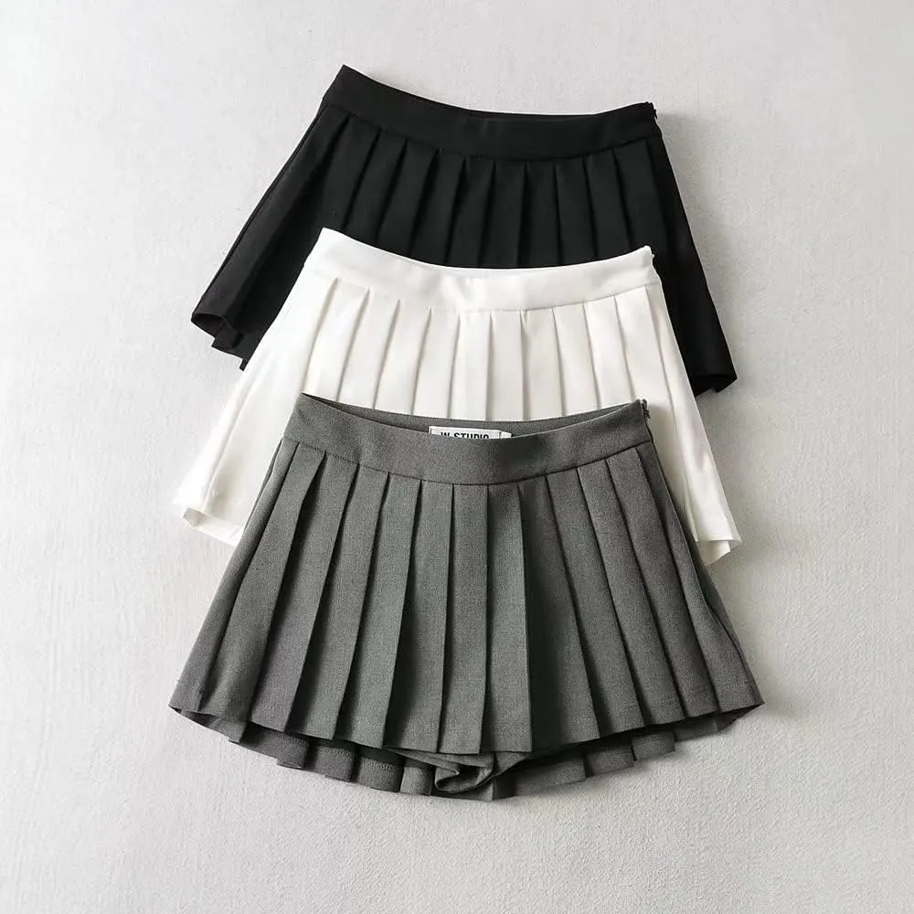 Pooyikoi Womens Sexy Mini Skirts High Waisted Pleated Tennis Skirt A-Line Skater Skirts Lining Shorts Pleated