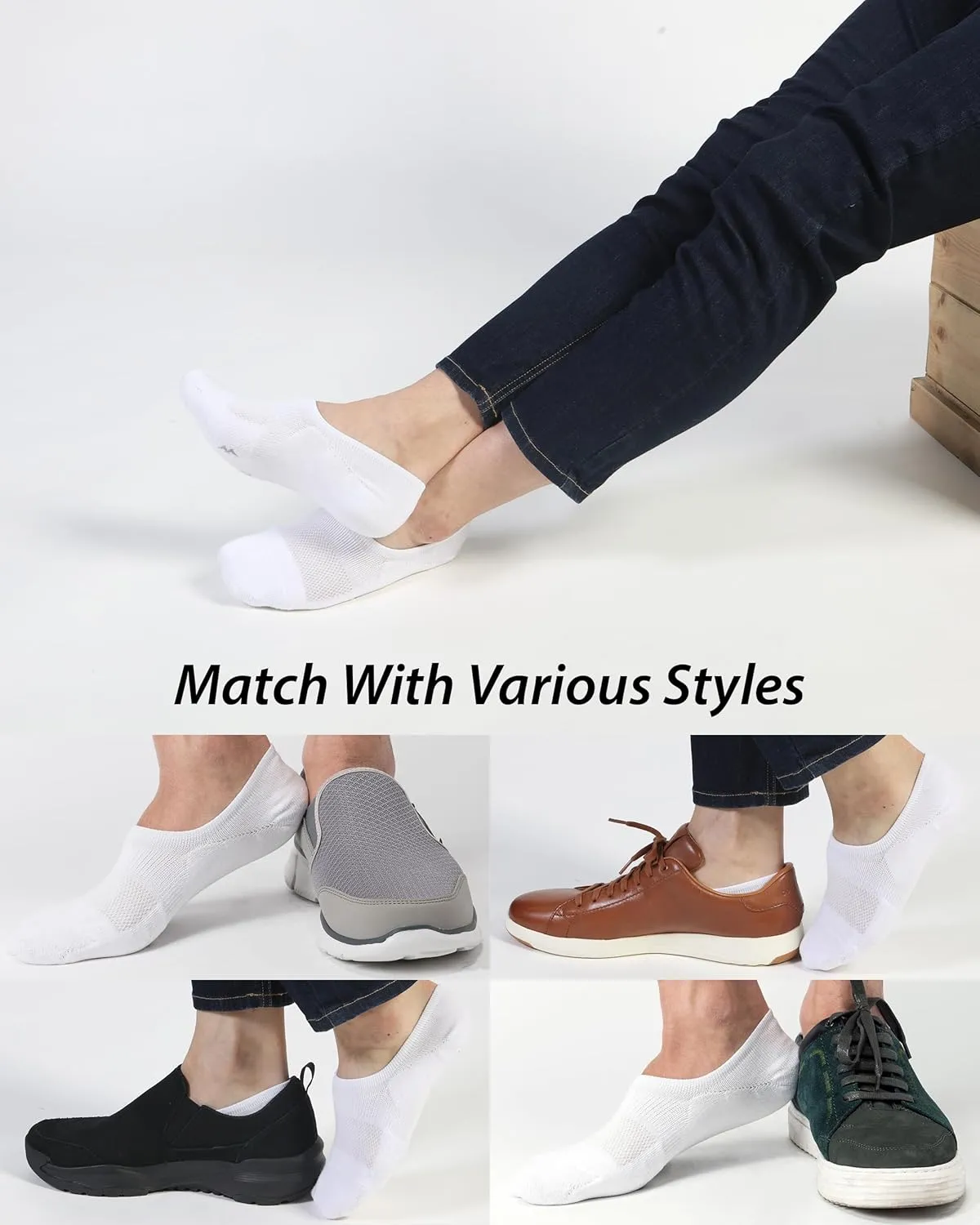 Pro Mountain No Show Socks Wide Toe Box For Health Bunion Unisex Size S to X-Large Cotton Cushion Footies