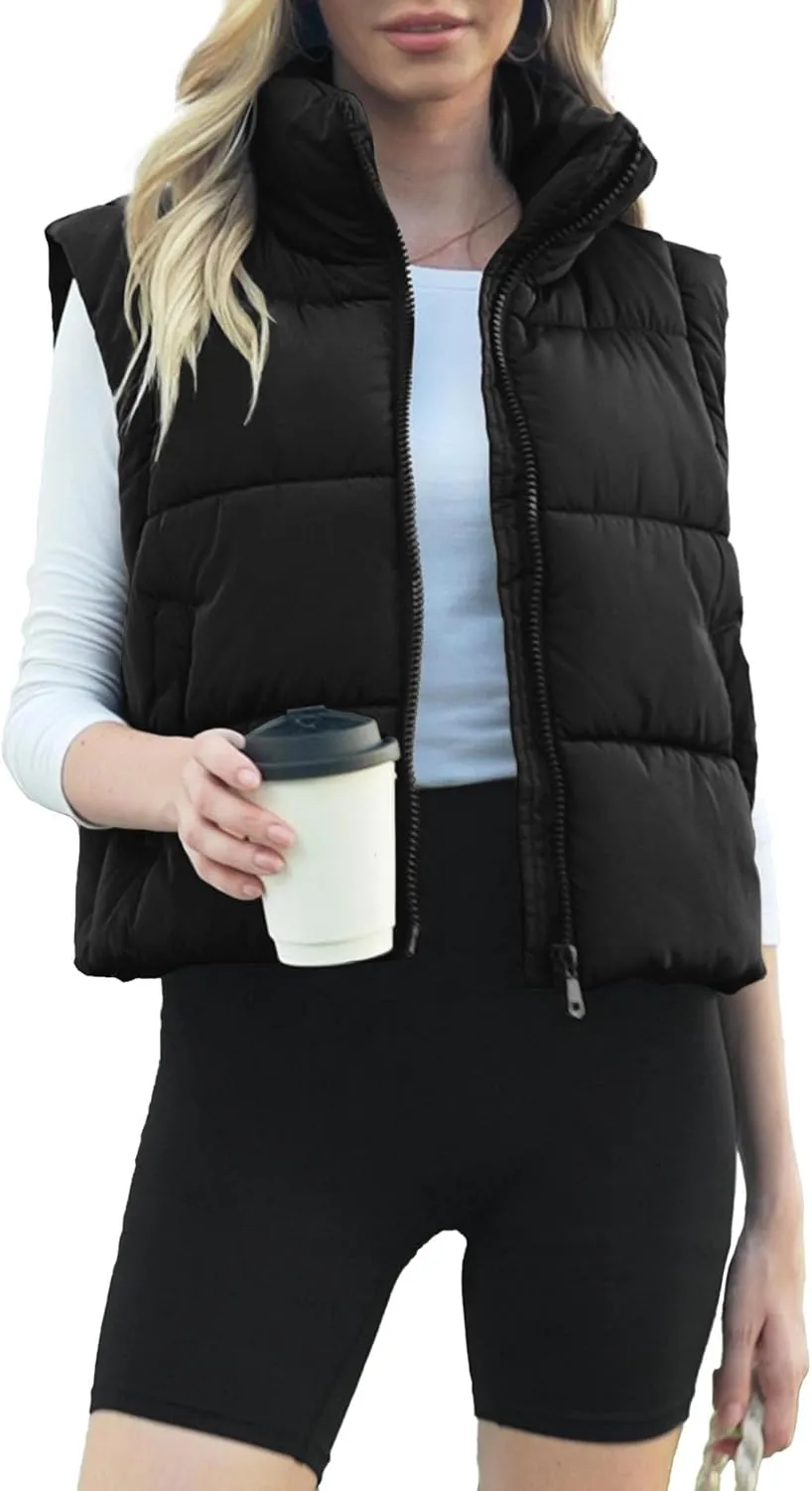 Puffer Vest Women Sleeveless Zip Up Outerwear Warm Lightweight Winter Jackets Coats with Pocket