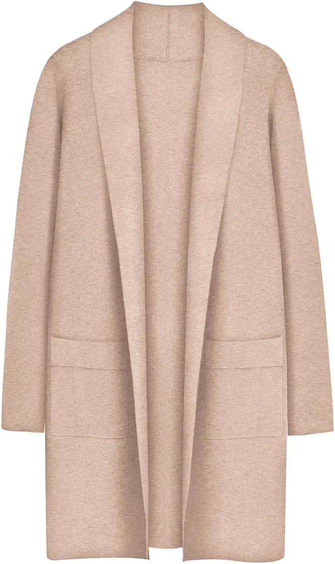 RITERA Plus Size Cardigan Sweaters for Women Long Sleeve Open Front Lapel Collar Jacket Pocket Winter Coatigan XL-5XL
