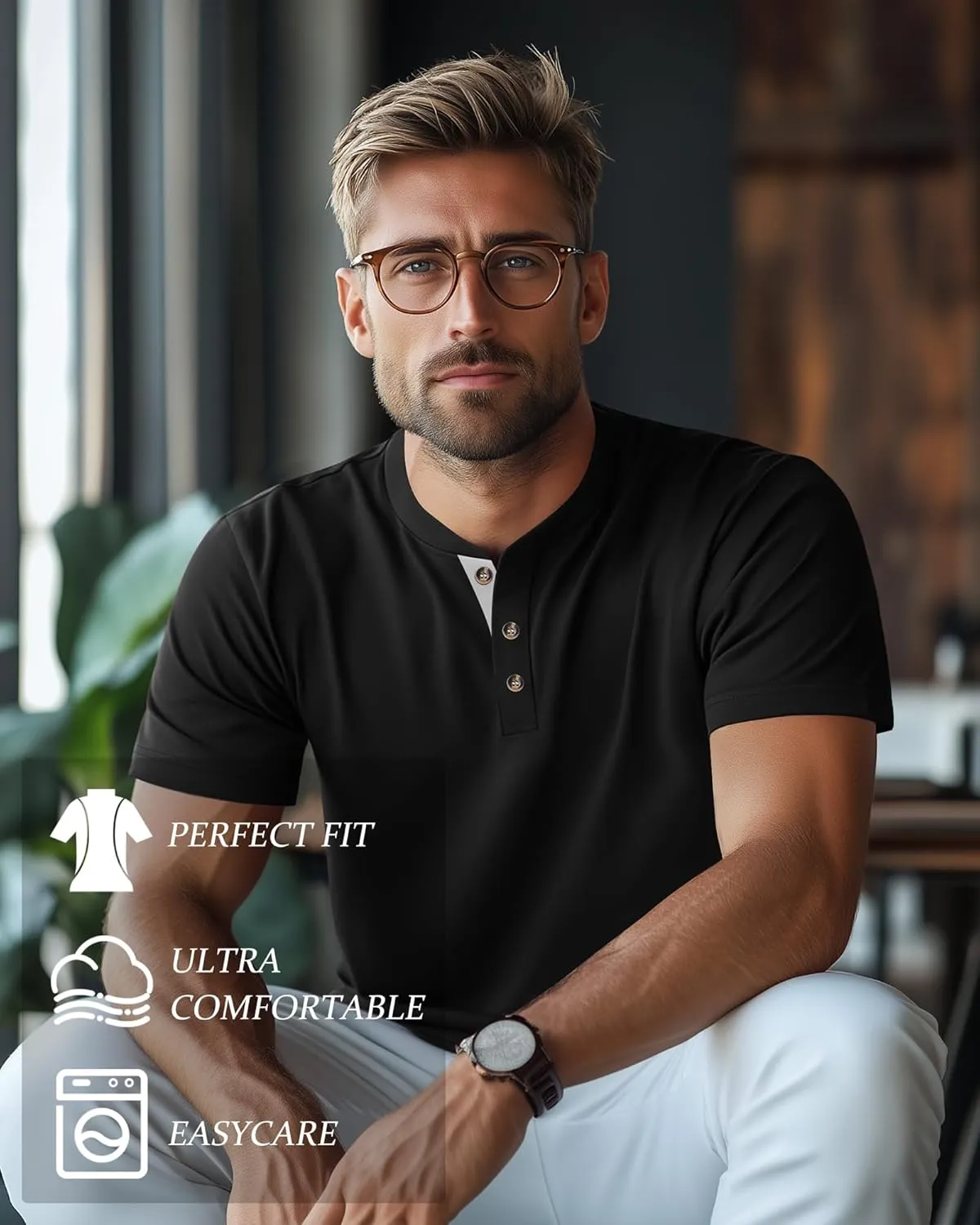 Riyiper 3 Pack Men's Henley T-Shirts Short Sleeve Pocket Cotton Classic Tops Casual Basic Tees with Button Summer Trendy