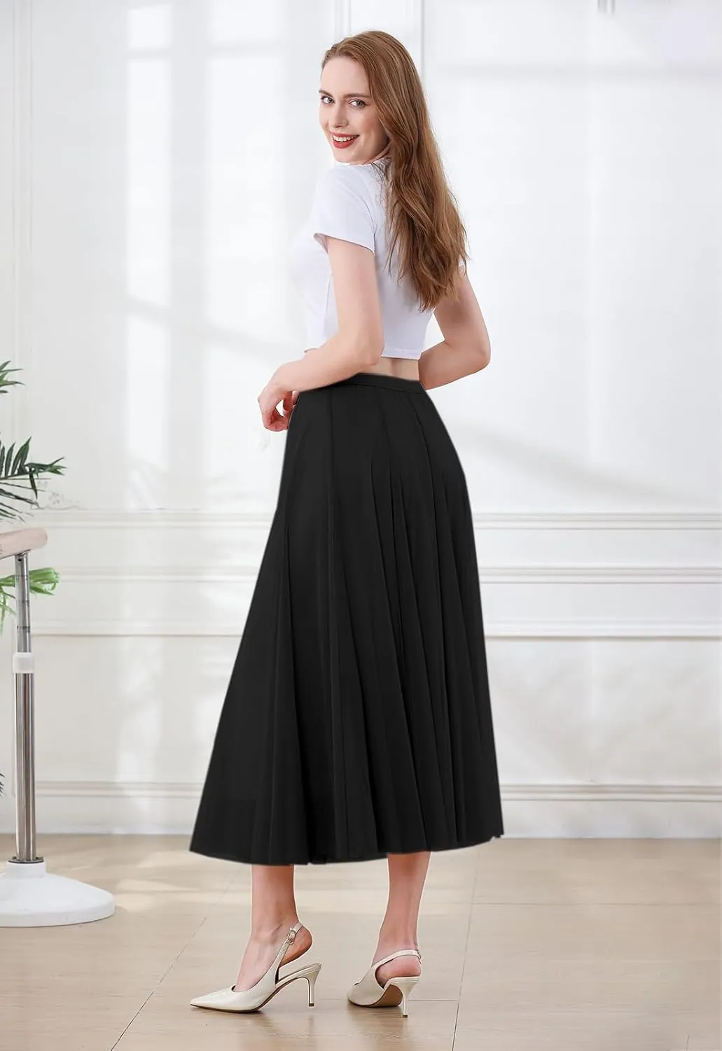 SANGTREE Women's Tutu Tulle A-Line Layered Mesh Midi Skirt, US XS - US 2XL