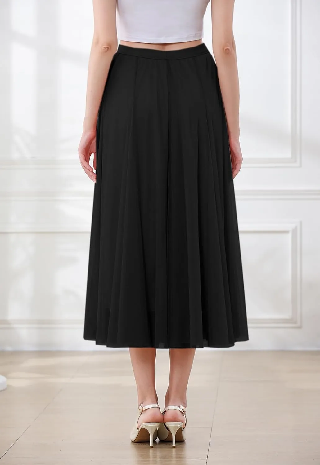SANGTREE Women's Tutu Tulle A-Line Layered Mesh Midi Skirt, US XS - US 2XL