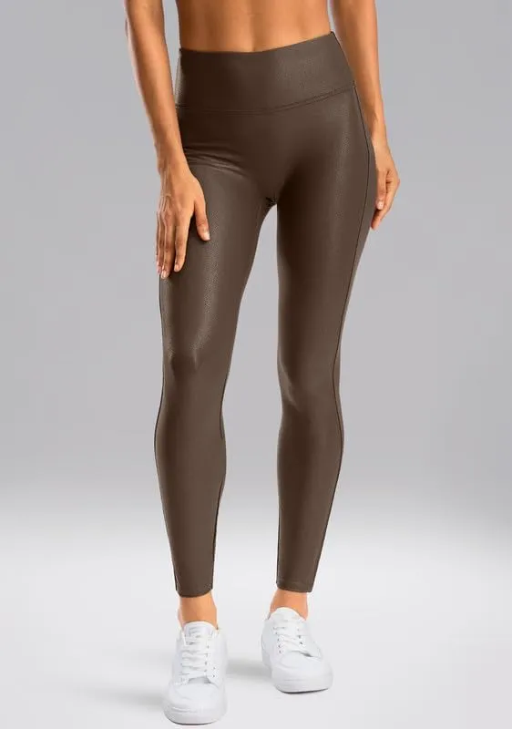 SANTINY Women's Faux Leather Leggings 25''/27''/29''-High Waisted Stretch Leather Pants Pleather Tights for Women