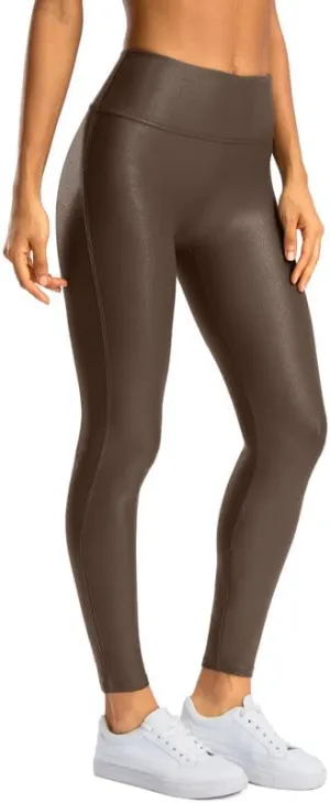 SANTINY Women's Faux Leather Leggings 25''/27''/29''-High Waisted Stretch Leather Pants Pleather Tights for Women