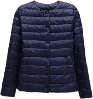 SaoBiiu Women Down Coat Ultralight Collarless Duck Down Jacket Portable Female Padded Parkas Puffer Overcoat