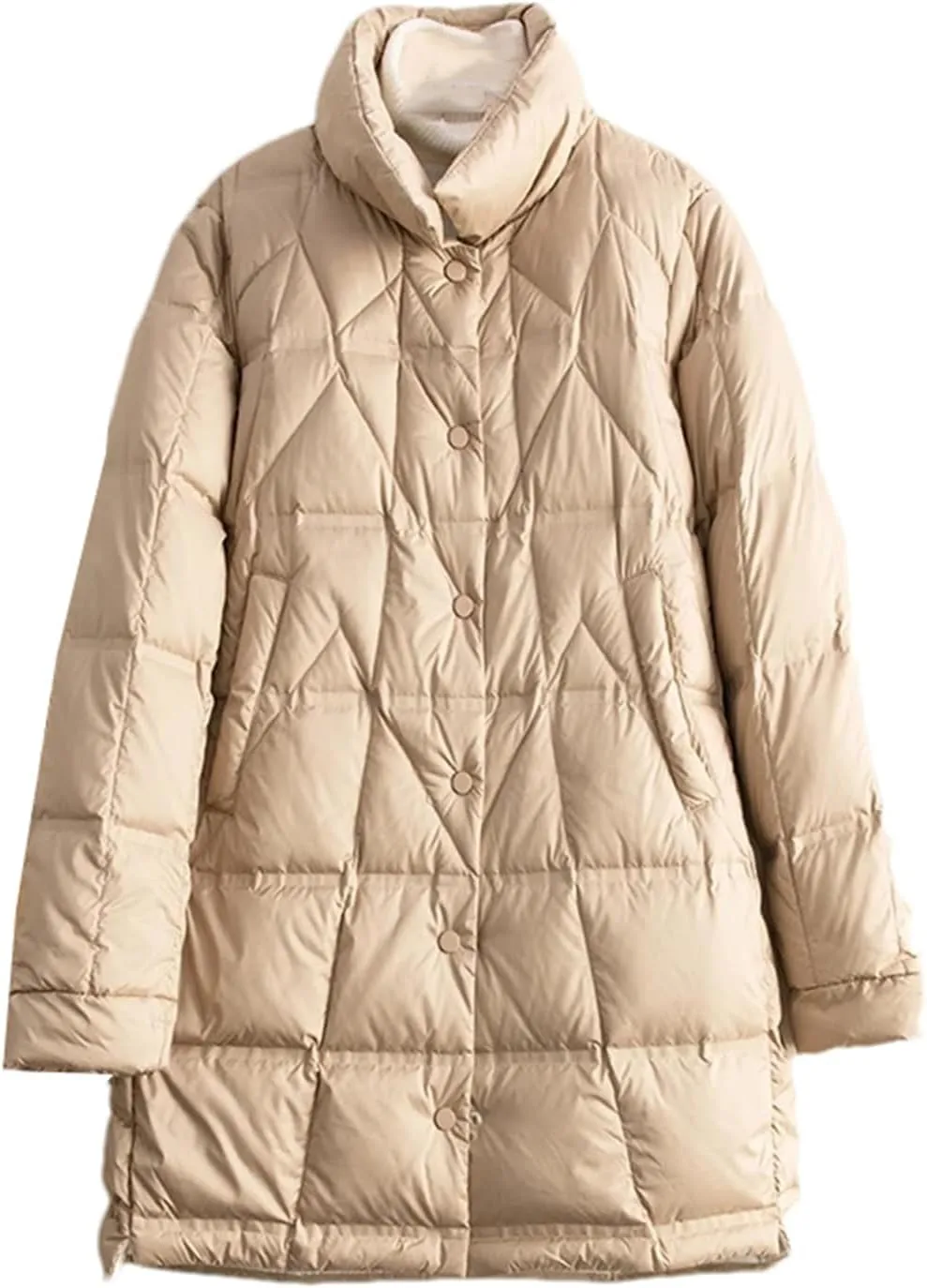 SaoBiiu Women Down Jacket Ultra Light Casual Warm Puffer Coat Winter Mid-Long Parkas