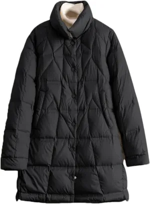 SaoBiiu Women Down Jacket Ultra Light Casual Warm Puffer Coat Winter Mid-Long Parkas