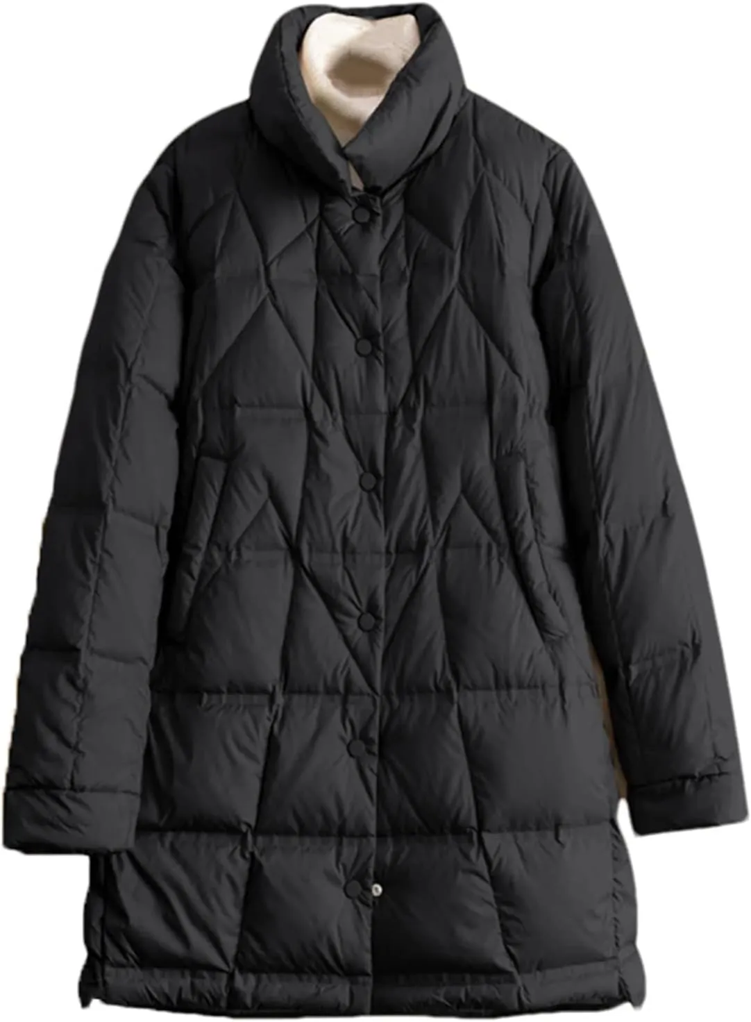 SaoBiiu Women Down Jacket Ultra Light Casual Warm Puffer Coat Winter Mid-Long Parkas