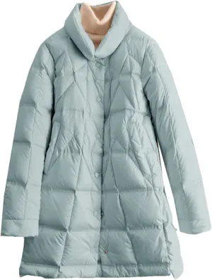SaoBiiu Women Down Jacket Ultra Light Casual Warm Puffer Coat Winter Mid-Long Parkas