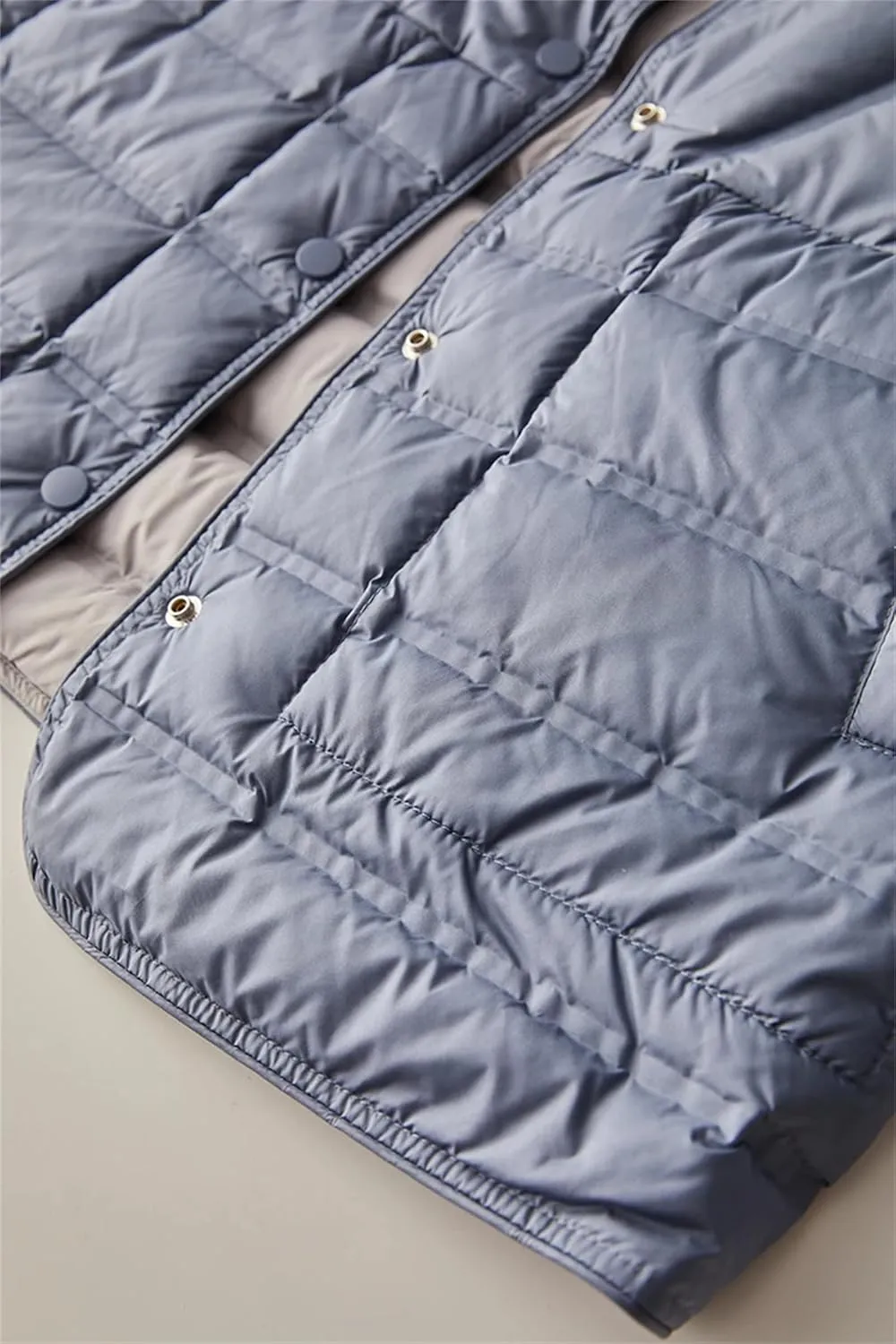 SaoBiiu Women Ultra Light Down Jacket Double Sided Puffer Coat With Hooded Casual Short Reversible Parkas