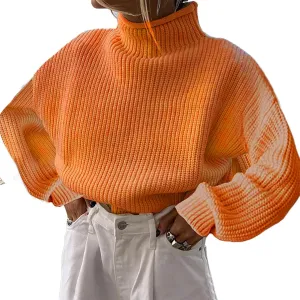Sastianaen Women's Turtleneck Oversized Sweaters Long Sleeve Solid Pullover Loose Casual Chunky Knit Jumper