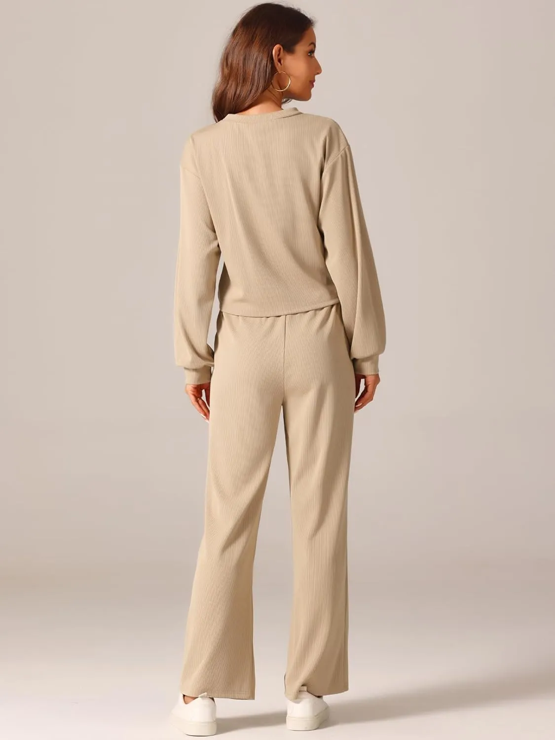 Seta T Women's Two Piece Outfits Sweatsuit Set Front Cropped Sweatshirt Wide Leg Sweatpant Tracksuit Lounge Sets