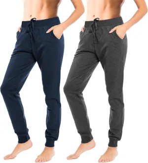 Sexy Basics Women's Drawstring Joggers | Knit Cotton Sweat Pants | Multi Packs & Colors