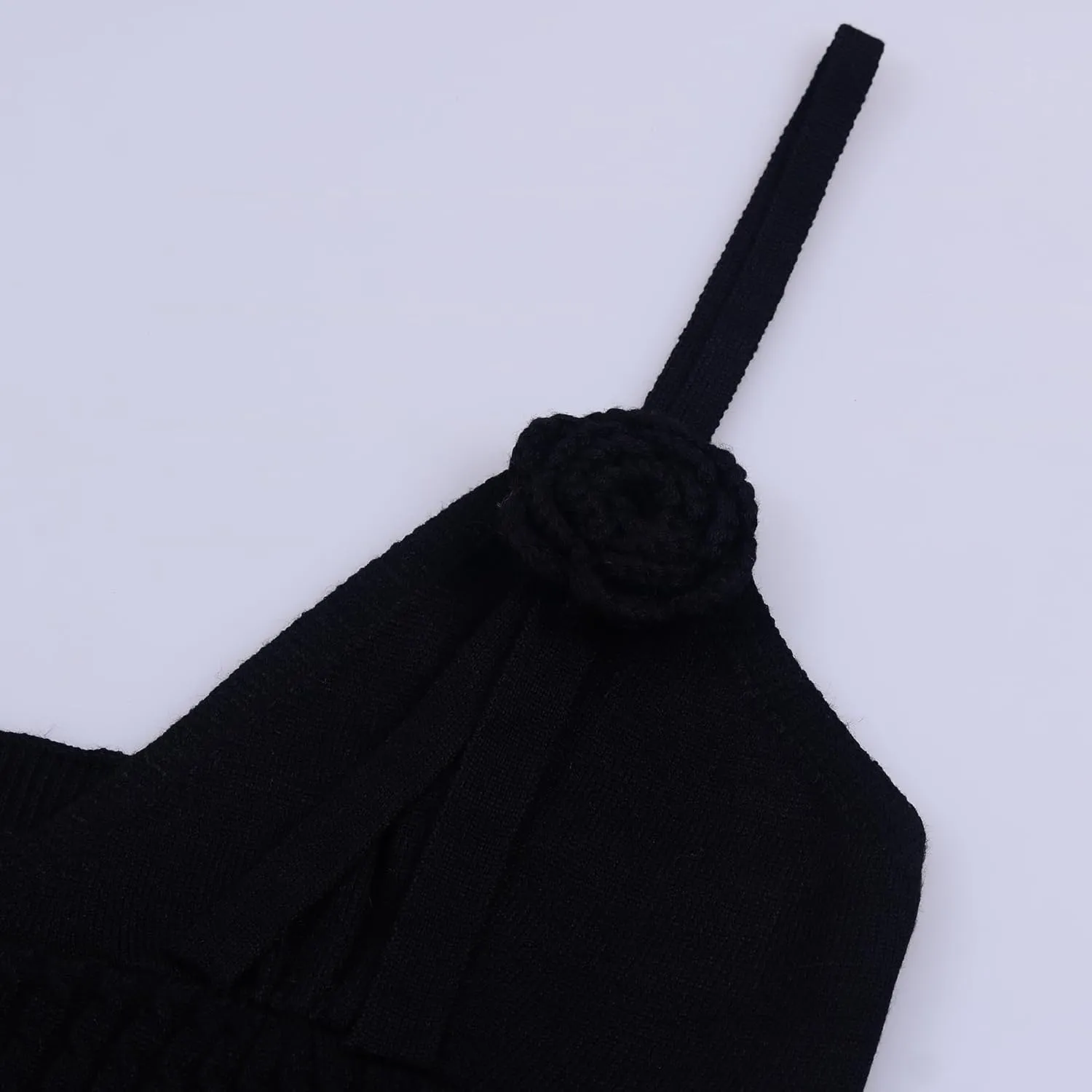 Sexy Sling Dress for Women V-Neck Backless Flower Knit Pleated Beach Casual Vacation Party Mini Dresses