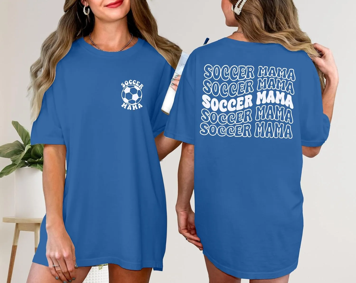 Soccer Mom Shirt for Women Soccer Mama Letter Printed Tee Funny Soccer Graphic T-Shirt Oversized Short Sleeve Tops